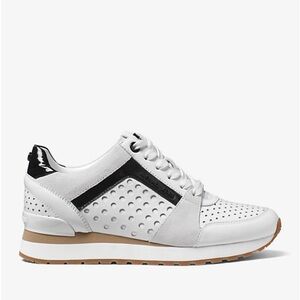 MICHAEL MICHAEL KORS Billie Perforated Leather and Suede Sneaker - Size 6 GUC